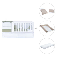 Cuna convertible 70x140 cm blanco/verde-oliva · Sero Kubo K551-M7756
