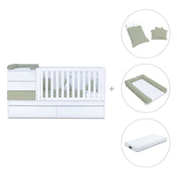 Cuna convertible 70x140 cm blanco/verde-oliva · Sero Kubo K551-M7756