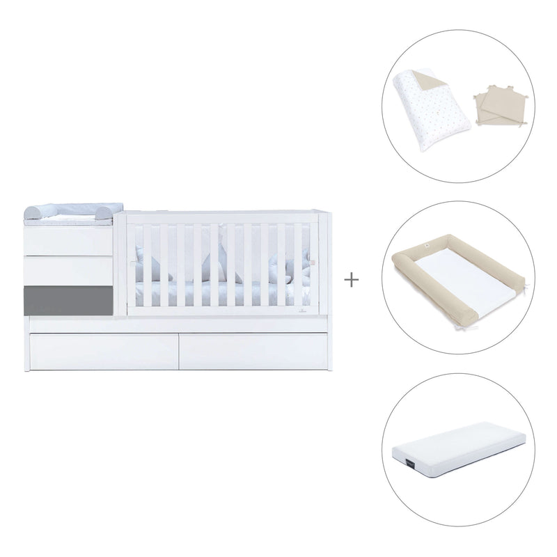 Cuna convertible 70x140 cm blanca/antracita · Sero Kubo Antracita K551-M7758