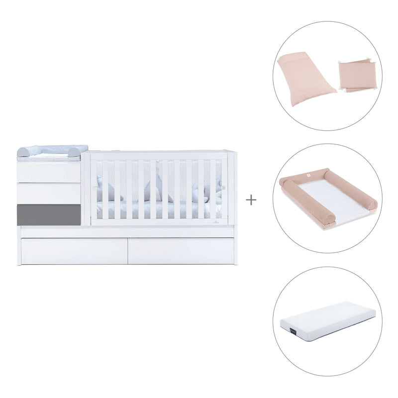 Cuna convertible 70x140 cm blanca/antracita · Sero Kubo Antracita K551-M7758