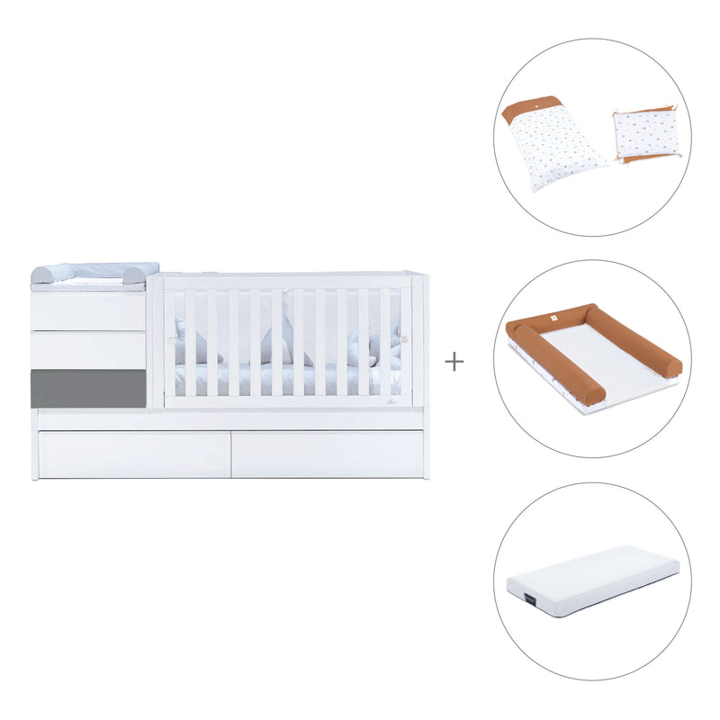 Cuna convertible 70x140 cm blanca/antracita · Sero Kubo Antracita K551-M7758