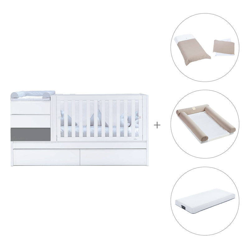 Cuna convertible 70x140 cm blanca/antracita · Sero Kubo Antracita K551-M7758