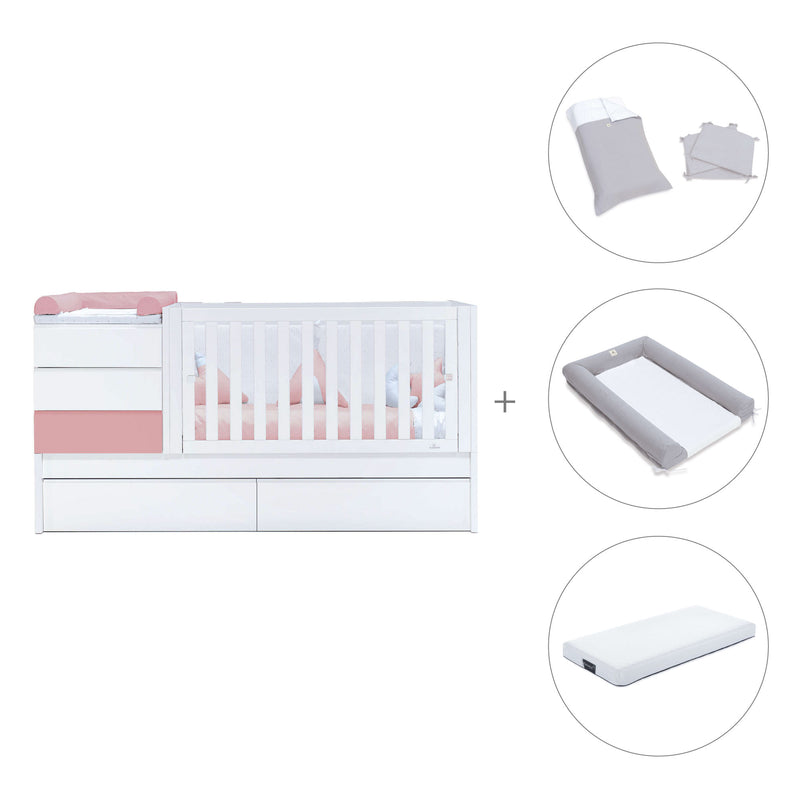Cuna convertible 70x140 cm blanca/rosa · Sero Kubo Quarzo K551-M7759