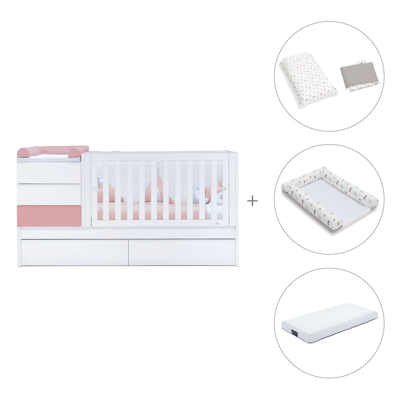 Cuna convertible 70x140 cm blanca/rosa · Sero Kubo Quarzo K551-M7759