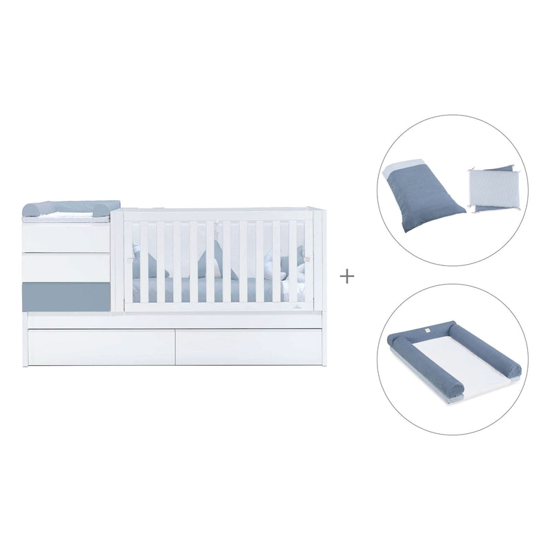 Cuna convertible 70x140 cm blanca/azul · Sero Kubo Blu Denim K551-M7741
