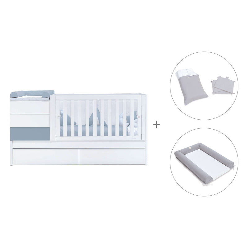 Cuna convertible 70x140 cm blanca/azul · Sero Kubo Blu Denim K551-M7741