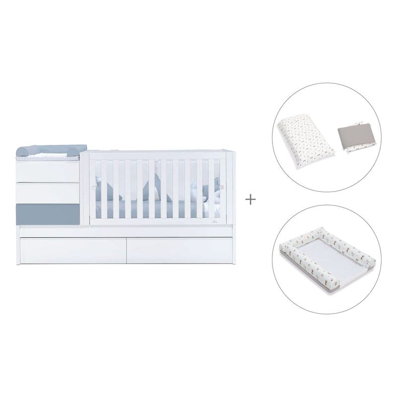 Cuna convertible 70x140 cm blanca/azul · Sero Kubo Blu Denim K551-M7741