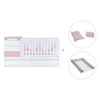 Cuna convertible 70x140 cm blanca/rosa claro · Sero Kubo Flamingo K551-M7742