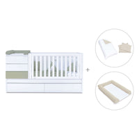 Cuna convertible 70x140 cm blanco/verde-oliva · Sero Kubo K551-M7756