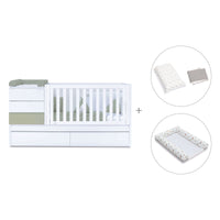 Cuna convertible 70x140 cm blanco/verde-oliva · Sero Kubo K551-M7756