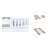 Cuna convertible 70x140 cm blanco/verde-oliva · Sero Kubo K551-M7756