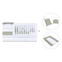 Cuna convertible 70x140 cm blanco/verde-oliva · Sero Kubo K551-M7756