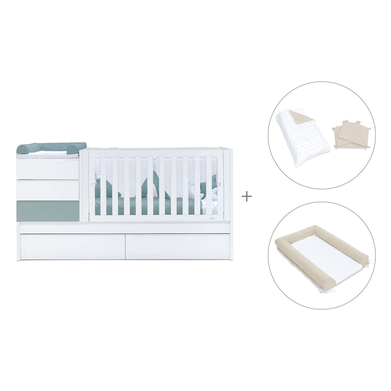Cuna convertible 70x140 cm blanca/eucalipto · Sero Kubo Eucalyptus K551-M7757