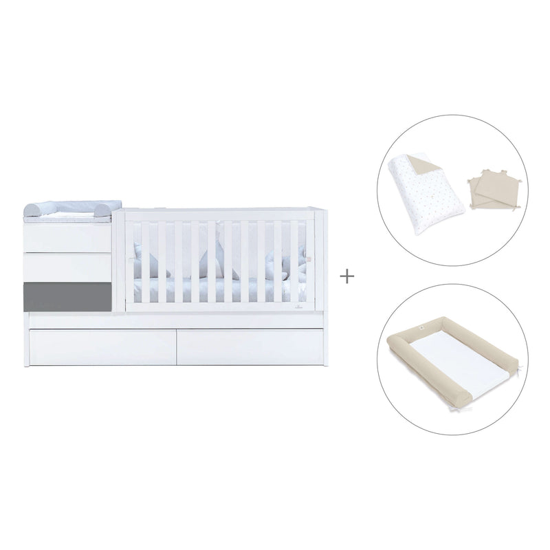 Cuna convertible 70x140 cm blanca/antracita · Sero Kubo Antracita K551-M7758