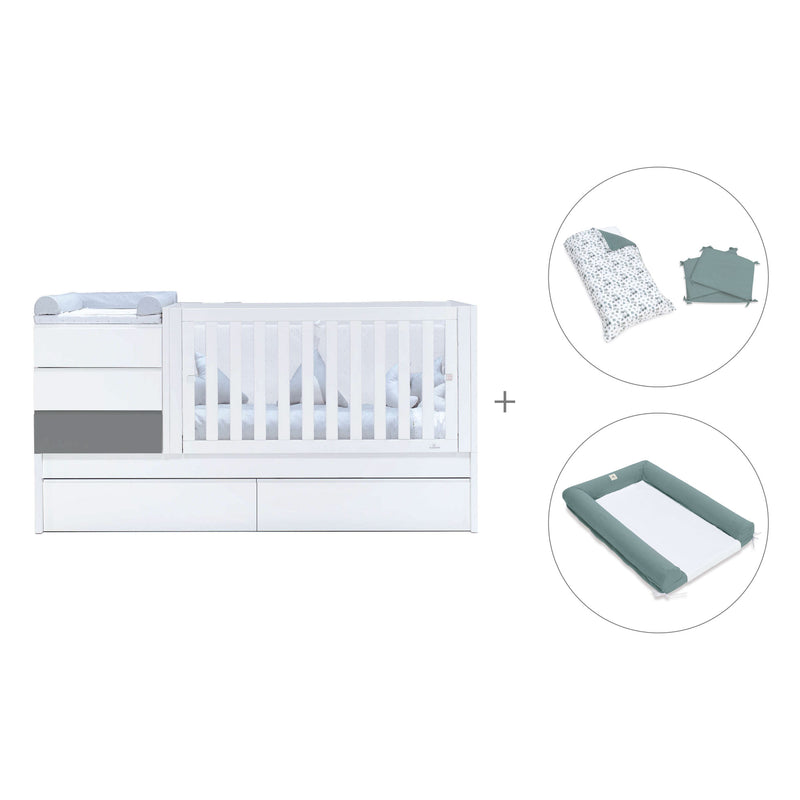 Cuna convertible 70x140 cm blanca/antracita · Sero Kubo Antracita K551-M7758