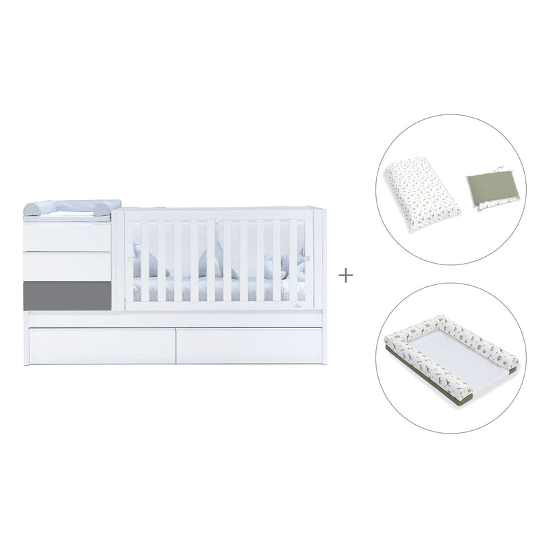 Cuna convertible 70x140 cm blanca/antracita · Sero Kubo Antracita K551-M7758