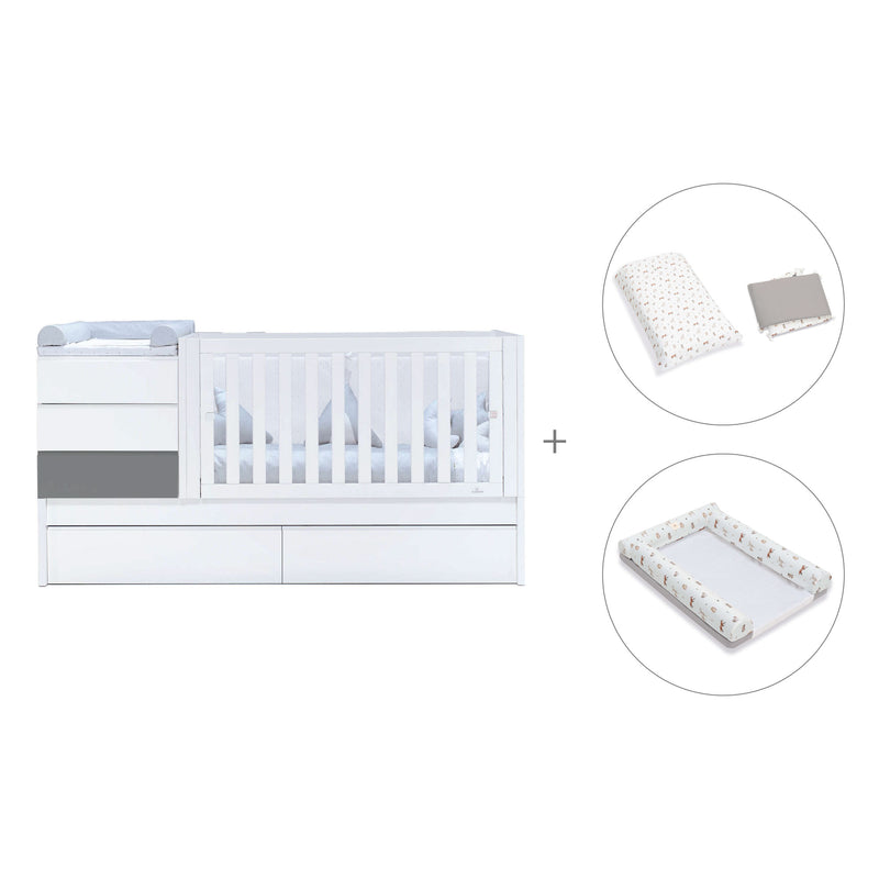 Cuna convertible 70x140 cm blanca/antracita · Sero Kubo Antracita K551-M7758