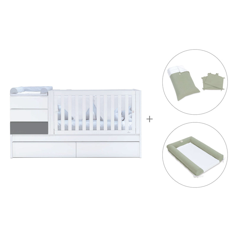 Cuna convertible 70x140 cm blanca/antracita · Sero Kubo Antracita K551-M7758