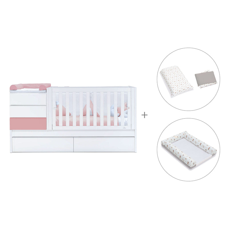 Cuna convertible 70x140 cm blanca/rosa · Sero Kubo Quarzo K551-M7759