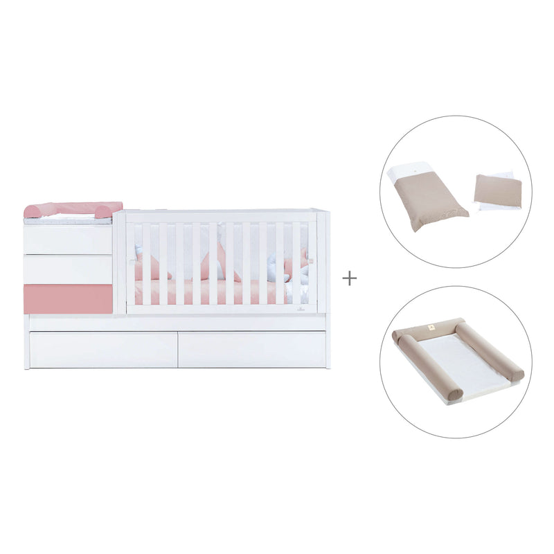 Cuna convertible 70x140 cm blanca/rosa · Sero Kubo Quarzo K551-M7759