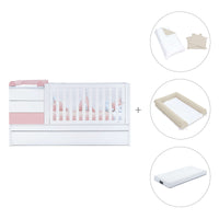 Cuna convertible 70x140 cm blanca/rosa claro · Sero Kubo Flamingo K551-M7742