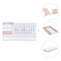 Cuna convertible 70x140 cm blanca/rosa claro · Sero Kubo Flamingo K551-M7742