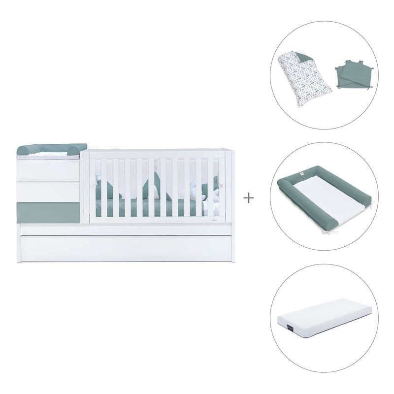 Cuna convertible 70x140 cm blanca/eucalipto · Sero Kubo Eucalyptus K551-M7757