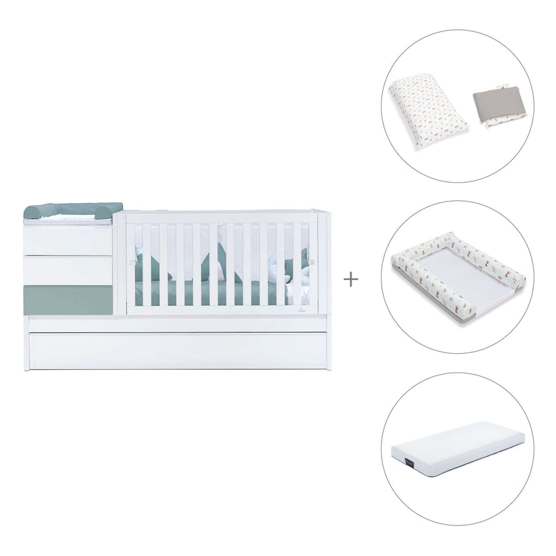 Cuna convertible 70x140 cm blanca/eucalipto · Sero Kubo Eucalyptus K551-M7757