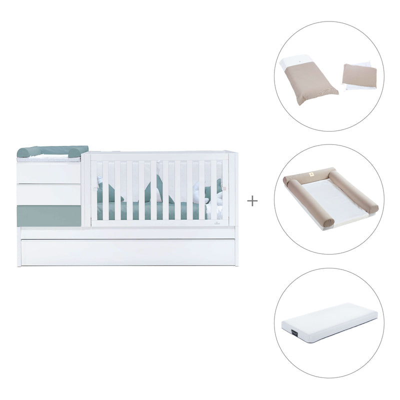 Cuna convertible 70x140 cm blanca/eucalipto · Sero Kubo Eucalyptus K551-M7757
