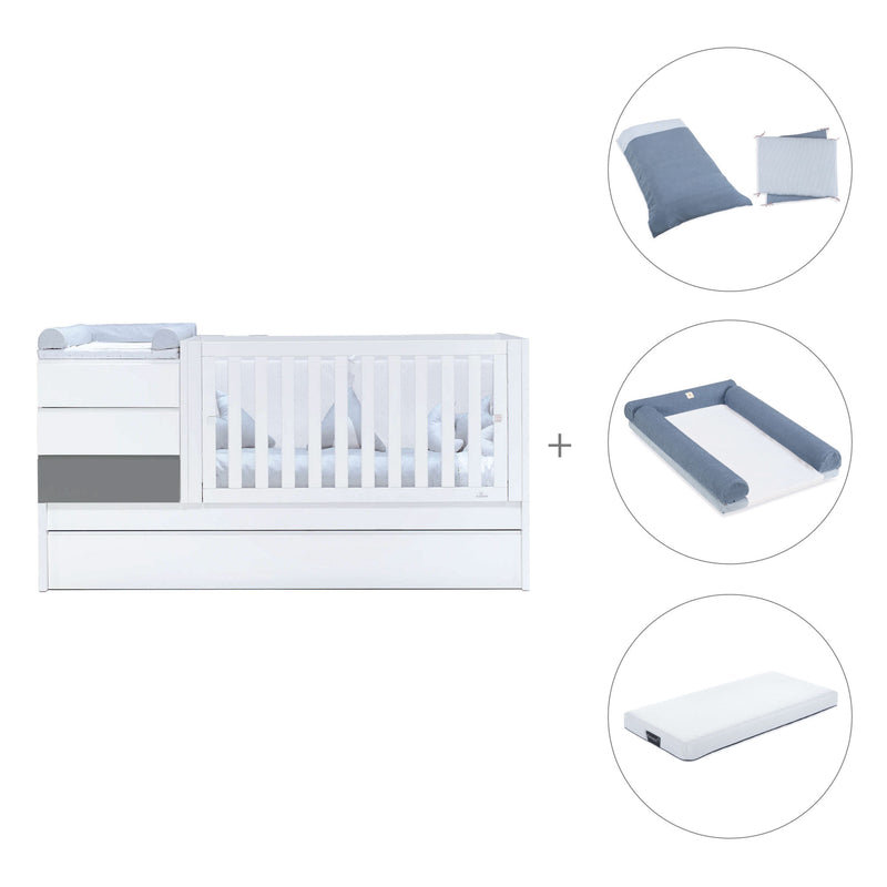 Cuna convertible 70x140 cm blanca/antracita · Sero Kubo Antracita K551-M7758