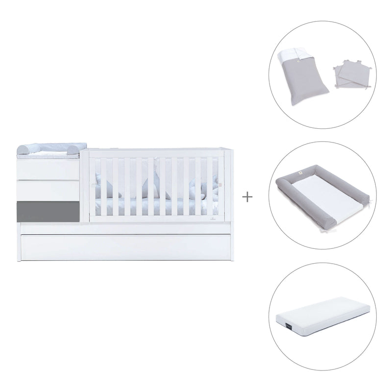 Cuna convertible 70x140 cm blanca/antracita · Sero Kubo Antracita K551-M7758