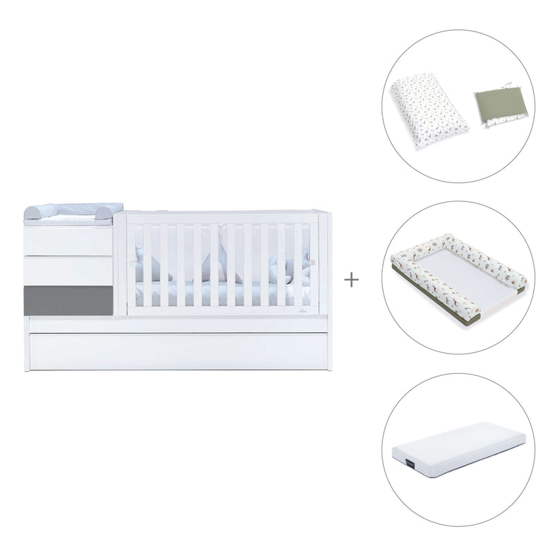 Cuna convertible 70x140 cm blanca/antracita · Sero Kubo Antracita K551-M7758