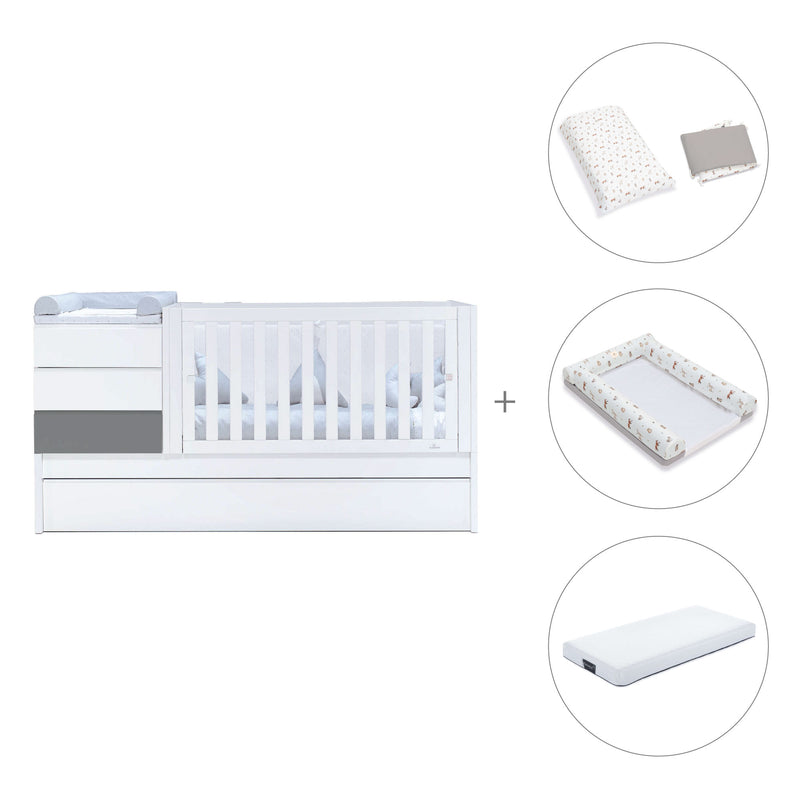 Cuna convertible 70x140 cm blanca/antracita · Sero Kubo Antracita K551-M7758