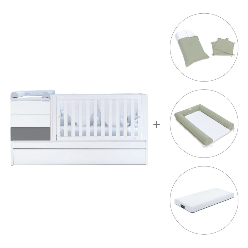Cuna convertible 70x140 cm blanca/antracita · Sero Kubo Antracita K551-M7758