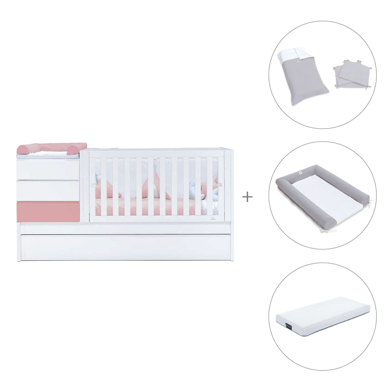 Cuna convertible 70x140 cm blanca/rosa · Sero Kubo Quarzo K551-M7759