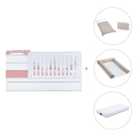 Cuna convertible 70x140 cm blanca/rosa · Sero Kubo Quarzo K551-M7759