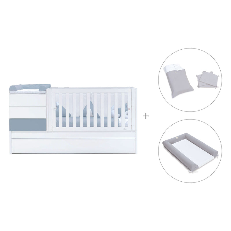 Cuna convertible 70x140 cm blanca/azul · Sero Kubo Blu Denim K551-M7741