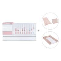 Cuna convertible 70x140 cm blanca/rosa claro · Sero Kubo Flamingo K551-M7742