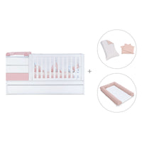 Cuna convertible 70x140 cm blanca/rosa claro · Sero Kubo Flamingo K551-M7742