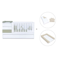Cuna convertible 70x140 cm blanco/verde-oliva · Sero Kubo K551-M7756