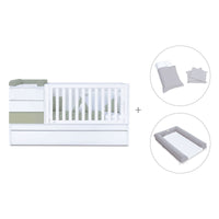Cuna convertible 70x140 cm blanco/verde-oliva · Sero Kubo K551-M7756