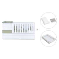 Cuna convertible 70x140 cm blanco/verde-oliva · Sero Kubo K551-M7756