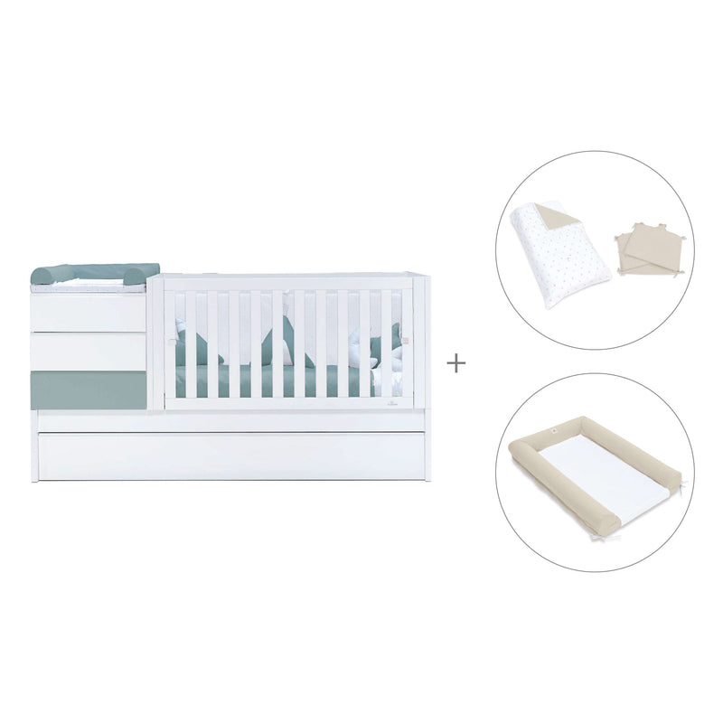 Cuna convertible 70x140 cm blanca/eucalipto · Sero Kubo Eucalyptus K551-M7757