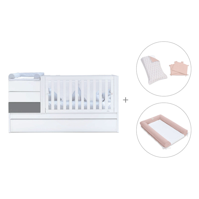 Cuna convertible 70x140 cm blanca/antracita · Sero Kubo Antracita K551-M7758