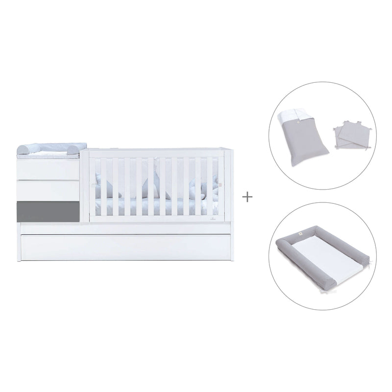 Cuna convertible 70x140 cm blanca/antracita · Sero Kubo Antracita K551-M7758