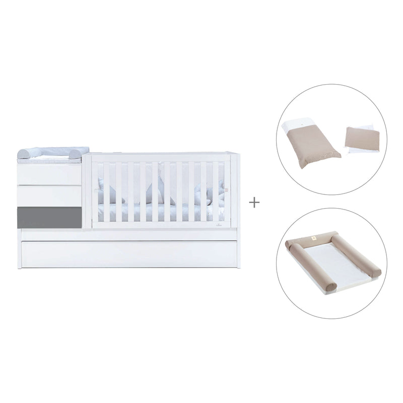 Cuna convertible 70x140 cm blanca/antracita · Sero Kubo Antracita K551-M7758