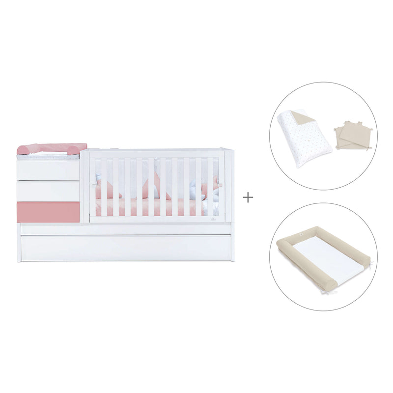 Cuna convertible 70x140 cm blanca/rosa · Sero Kubo Quarzo K551-M7759