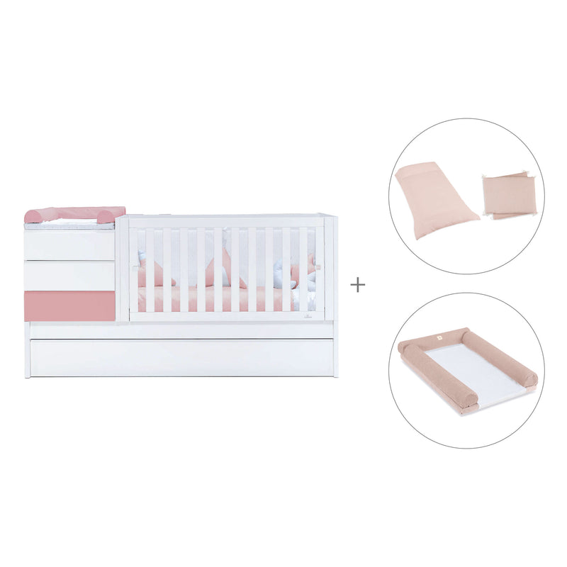 Cuna convertible 70x140 cm blanca/rosa · Sero Kubo Quarzo K551-M7759
