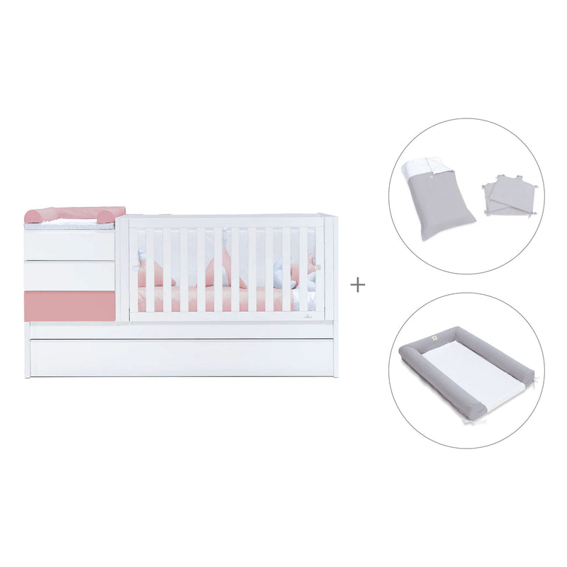 Cuna convertible 70x140 cm blanca/rosa · Sero Kubo Quarzo K551-M7759