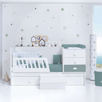 Cuna convertible 70x140 cm blanca/eucalipto · Sero Bubble Eucalyptus K554-M7757